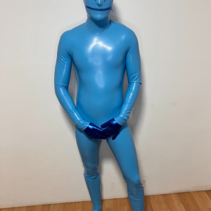 Celestial Blue Full Enclosure Latex Catsuit