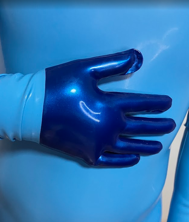 Celestial Blue Full Enclosure Latex Catsuit - Afbeelding 4